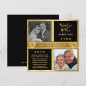 Cartes d'invitation photo avec cœurs pour les 50 a (Devant / Derrière)