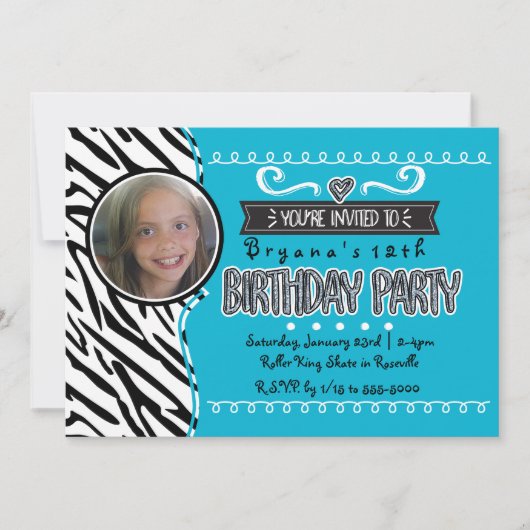 Cartes d'invitation photo d'anniversaire filles sa (Devant)