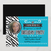 Cartes d'invitation photo d'anniversaire filles sa (Devant / Derrière)