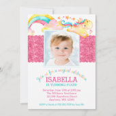 Cartes d'invitation photo d'anniversaire Licorne M (Devant)