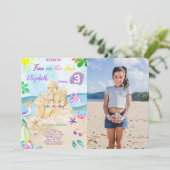 Cartes d'invitation photo d'anniversaire plage (Debout devant)