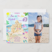 Cartes d'invitation photo d'anniversaire plage (Devant)