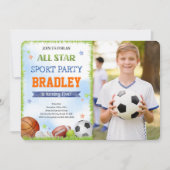 Cartes d'invitation photo d'anniversaire sport (Devant)