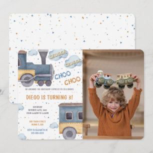 Cartes d'invitation photo d'anniversaire Train