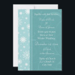 Cartes d'invitation photo de mariage d'hiver<br><div class="desc">Invitations photo de mariage d'hiver en bleu turquoise et blanc classique avec design élégant de flocon de neige,  personnalisable avec vos détails mariages et votre propre photo. Disponible en timbres de vacances d'hiver assortis,  enveloppes,  étiquettes et cartes.</div>