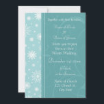 Cartes d'invitation photo de mariage d'hiver<br><div class="desc">Invitations photo de mariage d'hiver en bleu turquoise et blanc classique avec design élégant de flocon de neige,  personnalisable avec vos détails mariages et votre propre photo. Disponible en timbres de vacances d'hiver assortis,  enveloppes,  étiquettes et cartes.</div>