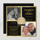 Cartes d'invitation photo élégantes pour les 50 an (Devant / Derrière)