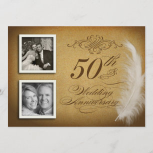 Cartes d'invitation photo Fancy Feather pour le 50