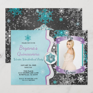Cartes d'invitation photo Mis Quince 15 Winter Won