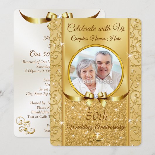 Cartes d'invitation PHOTO personnalisées pour un 5 (Devant / Derrière)