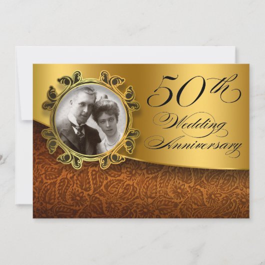Cartes d'invitation photo pour 50 ans de mariage (Devant)