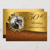 Cartes d'invitation photo pour 50 ans de mariage (Devant / Derrière)