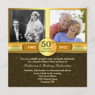 Cartes d'invitation photo pour 50 ans de mariage e