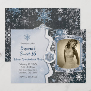 Cartes d'invitation photo pour fête Sweet 16 sur l