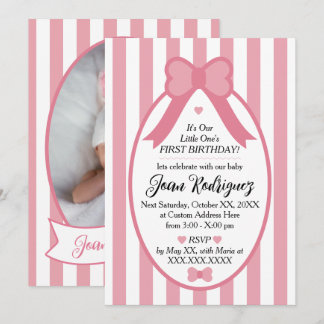 Cartes d'invitation photo pour le 1er anniversaire