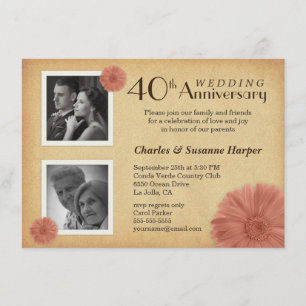 Cartes d'invitation photo pour les 40 ans avec mot