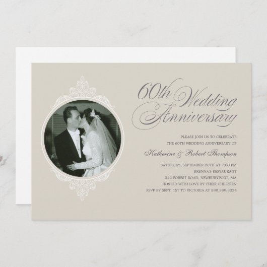 Cartes d'invitation photo pour les 60 ans d'annive (Devant / Derrière)