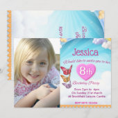 Cartes d'invitation photo pour les 8 ans avec papi (Devant / Derrière)