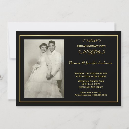 Cartes d'invitation photo pour noces d'or - 50 ans (Devant)