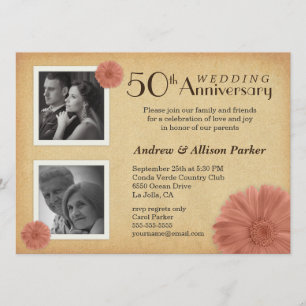 Cartes d'invitation photo rétro pour les 50 ans de