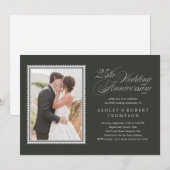 Cartes d'invitation photo sombre Classique 25e Ann (Devant / Derrière)