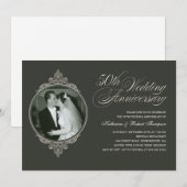 Cartes d'invitation photo sombre Classique 50e Ann (Devant / Derrière)