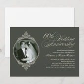 Cartes d'invitation photo sombre Classique 60e Ann (Devant / Derrière)