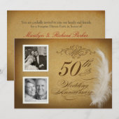 Cartes d'invitation photo vintage 50e anniversaire (Devant / Derrière)