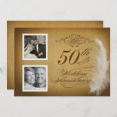 Cartes d'invitation photo vintage Feather 2 pour l (Devant / Derrière)