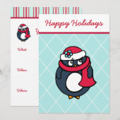 Cartes d'invitation Pingouin (Devant / Derrière)