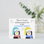 Cartes d'invitation pingouin pour fête de fin d'an (Debout devant)