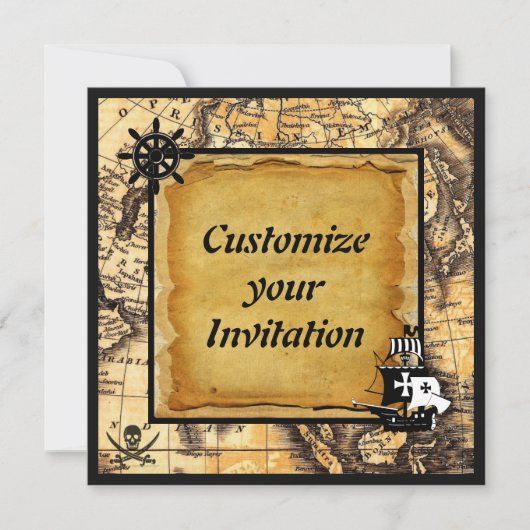 Cartes d'invitation Pirate (Devant)