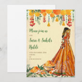 Cartes d'invitation Pithi & invitations Haldi Cart (Devant / Derrière)