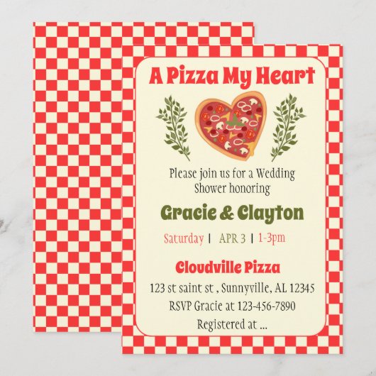 Cartes d'invitation Pizza (Devant / Derrière)