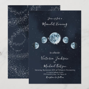 Cartes d'invitation Pleine Lune et Étoiles céleste