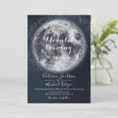 Cartes d'invitation Pleine Lune et Étoiles céleste (Debout devant)