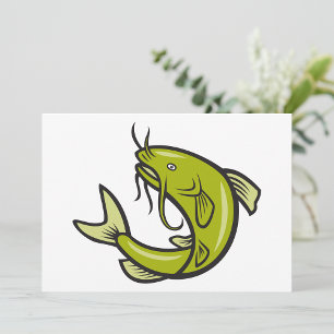 Cartes d'invitation Poisson-chat vert