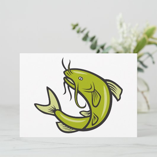 Cartes d'invitation Poisson-chat vert