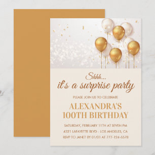 Cartes d'invitation pour 100 ans en or