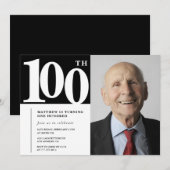 Cartes d'invitation pour 100e anniversaire noir Mo (Devant / Derrière)