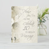 Cartes d'invitation pour 10 ans de mariage Fleurs  (Debout devant)
