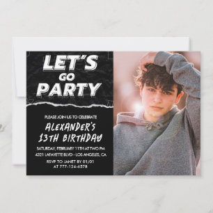 Cartes d'invitation pour 13 ans garçon Photo noir