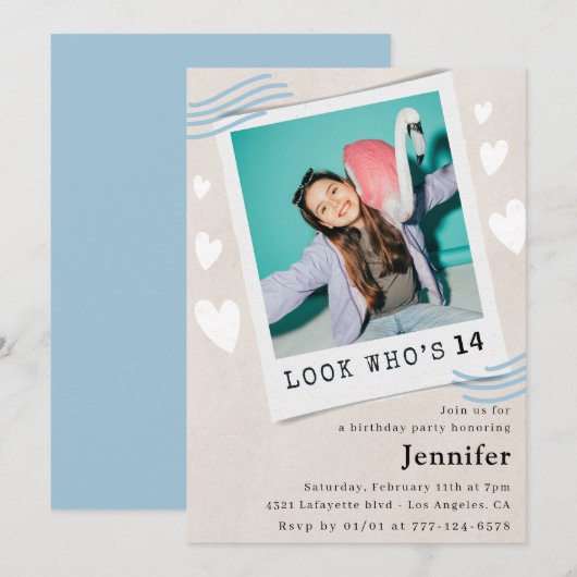 Cartes d'invitation pour 14 ans (Devant / Derrière)