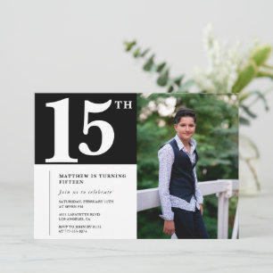 Cartes d'invitation pour 15 ans noires Moderne Chi