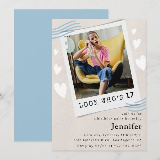Cartes d'invitation pour 17 ans (Devant / Derrière)
