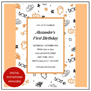 Cartes d'invitation pour 1er anniversaire Hallowee