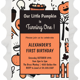 Cartes d'invitation pour 1er anniversaire Hallowee