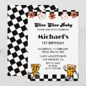 Cartes d'invitation pour 1er anniversaire sur le t (Devant / Derrière)