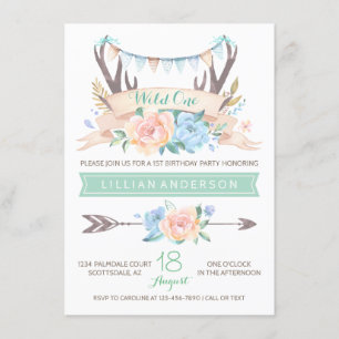 Cartes d'invitation pour 1er anniversaire Tribal A