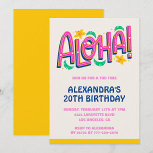 Cartes d'invitation pour 20 ans Tropical Aloha Haw